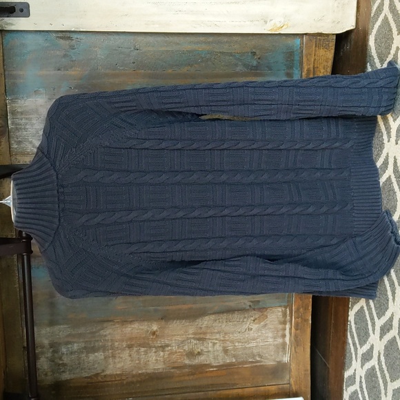 Banana Republic Navy Cable Knit Pullover Sweater with Buttons - Large - Picture 4 of 5